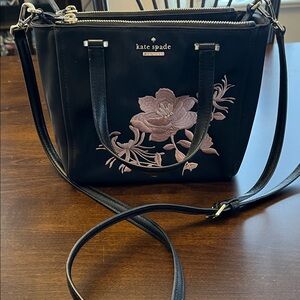 Kate Spade Black Bag with Pink Floral Design
